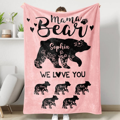 Personalized Mama Bear Blanket